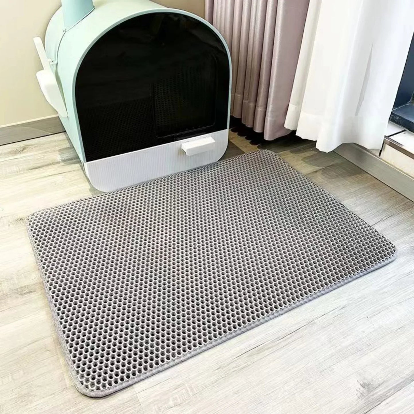 Extra Large Heavy-Duty Waterproof Cat Litter Mat with Two Layers, Non-Slip Design, and Washable Pet Floor Protection