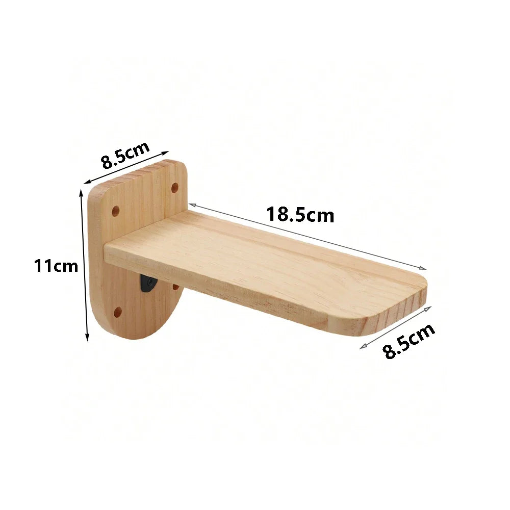Multi-Level Cat Wall Climbing Shelf and Scratching Post with Enclosed Hiding House
