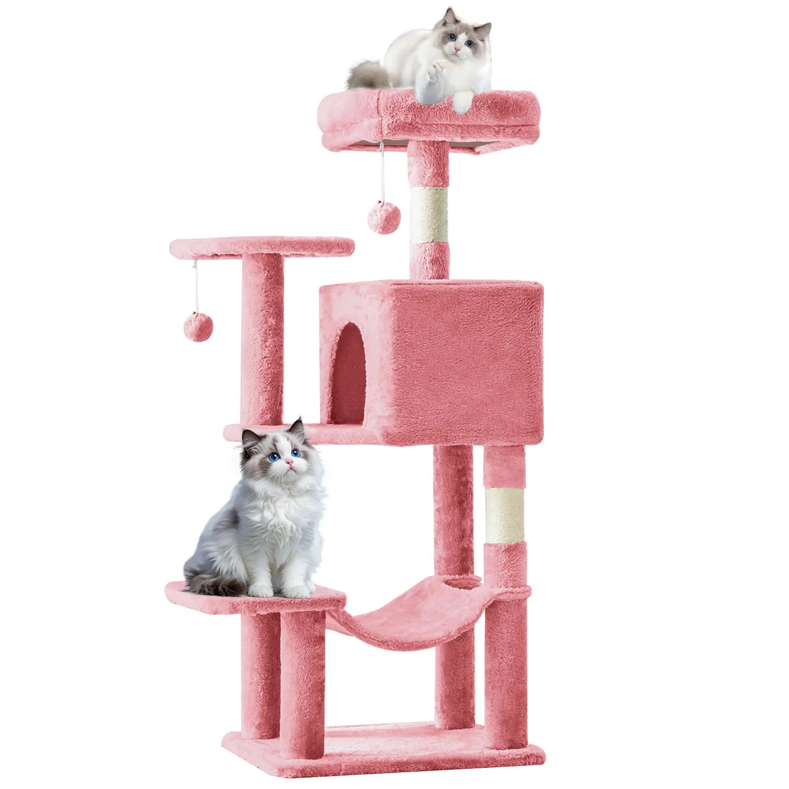 Pettrove Multi-Tier Indoor Cat Tree with Sisal Scratching Post, Condo, Climbing Ladder, and Plush Toy