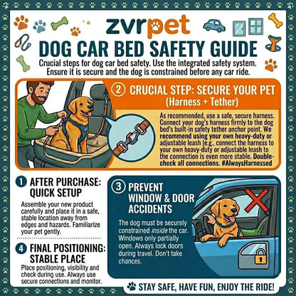 Zvrpet Premium Detachable and Washable Memory Foam Dog Car Seat with Adjustable Straps and Anti-Slip Base for SUVs and Outdoor Use