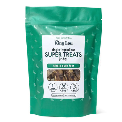 King Lou Premium Human-Grade Whole Duck Feet Dental Chews for Dogs - 100% All-Natural, Single Ingredient, USA-Made Pet Treats