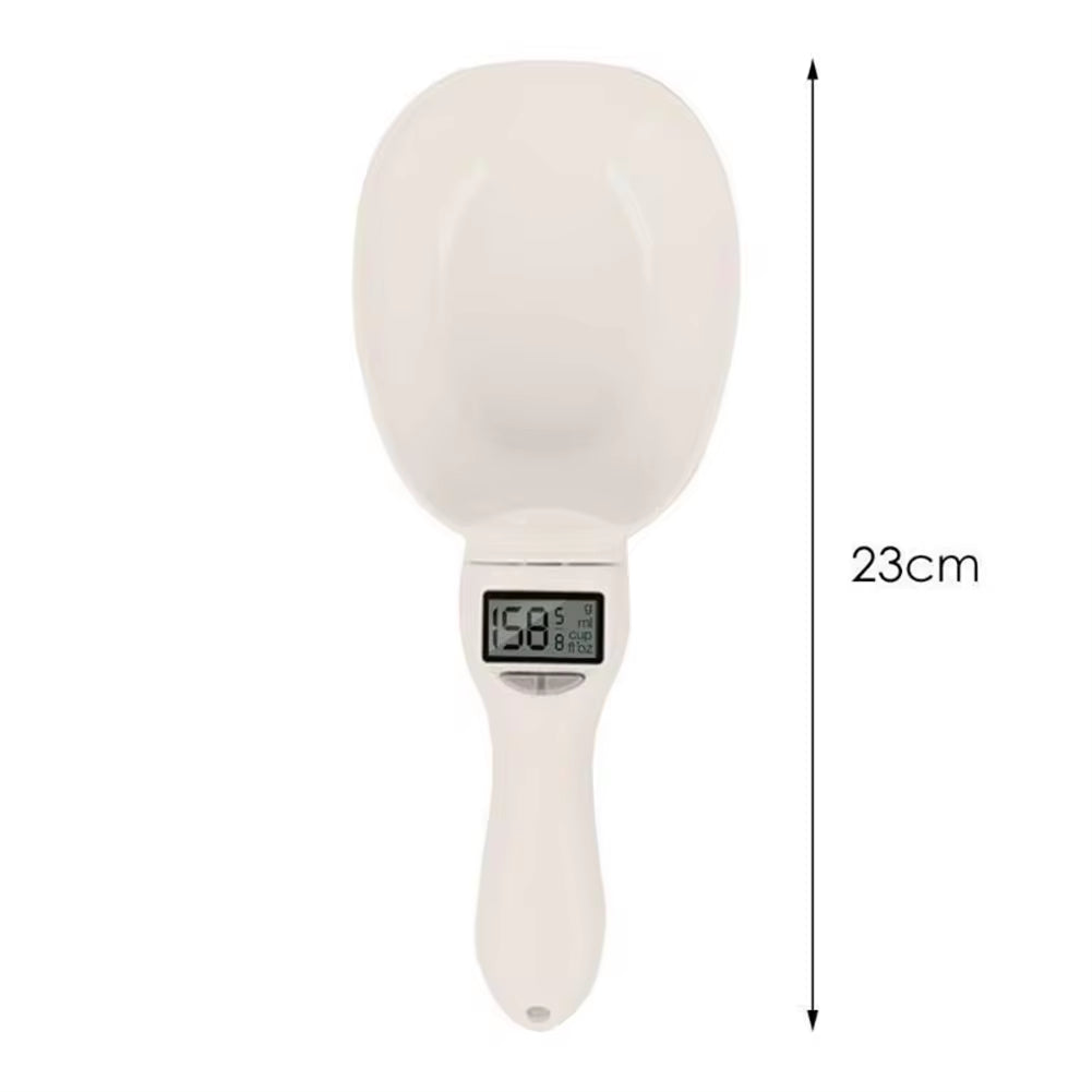 Digital Pet Food Scale with Measuring Spoon for Cats and Dogs - Electronic Weighing Device with Volume Indicator