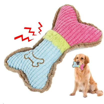 Plush Squeaky Bone Toy for Small to Medium Dogs - Durable Chew Toy for Aggressive Chewers and Dental Care