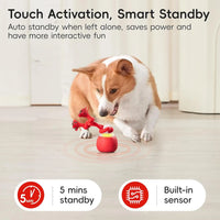 Potaroma Touch-Activated Rechargeable Interactive Dog Ball Toy with Rope, Squeaky Moving Ball for Medium and Small Dogs, Dark Red
