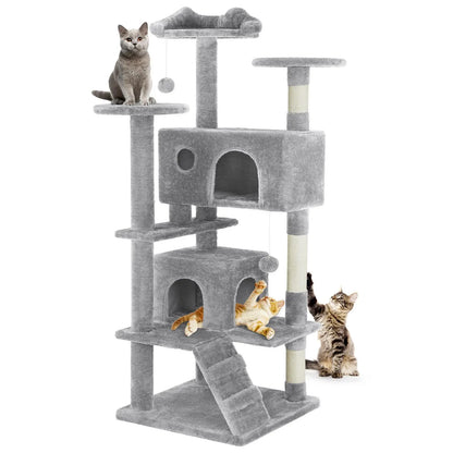 Pettrove Multi-Tier Indoor Cat Tree with Sisal Scratching Post, Condo, Climbing Ladder, and Plush Toy