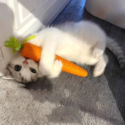 Cat Toys Sound Carrot Cuddle Stick - Teething and Anti-Bite Scratch Board for Cats