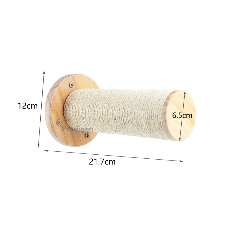 Multi-Level Cat Wall Climbing Shelf and Scratching Post with Enclosed Hiding House