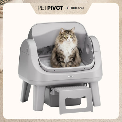 Petpivot AutoScooper 12 Lite Open-Top Automatic Self-Cleaning Cat Litter Box with Accessible Front Step and Enhanced Safety Features, No App Required