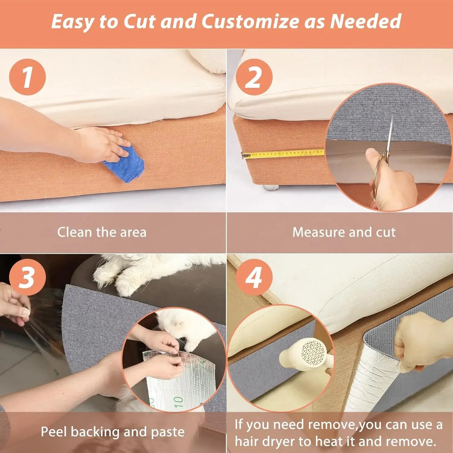 Adjustable Self-Adhesive Cat Scratching Mat for Enhanced Furniture Protection