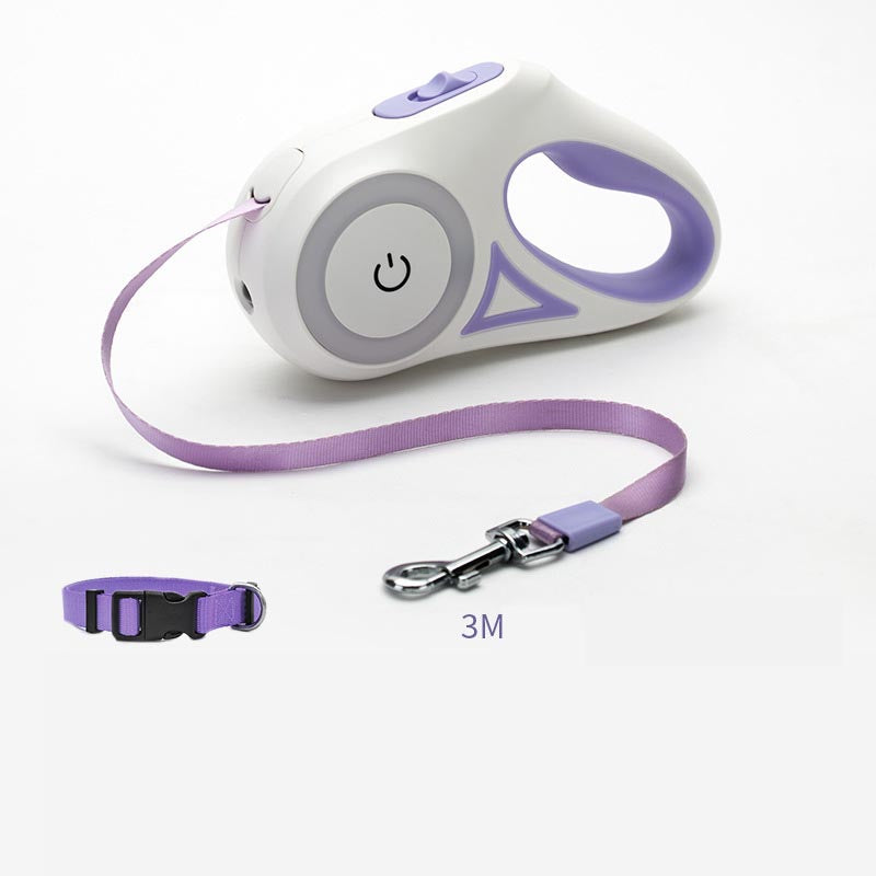Retractable Dog Leash and Collar Set with Automatic Tension Control for Small to Medium Breeds