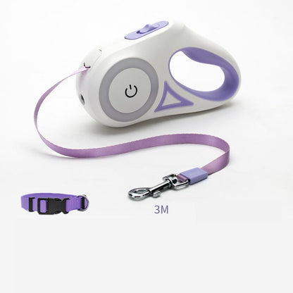Retractable Dog Leash and Collar Set with Automatic Tension Control for Small to Medium Breeds