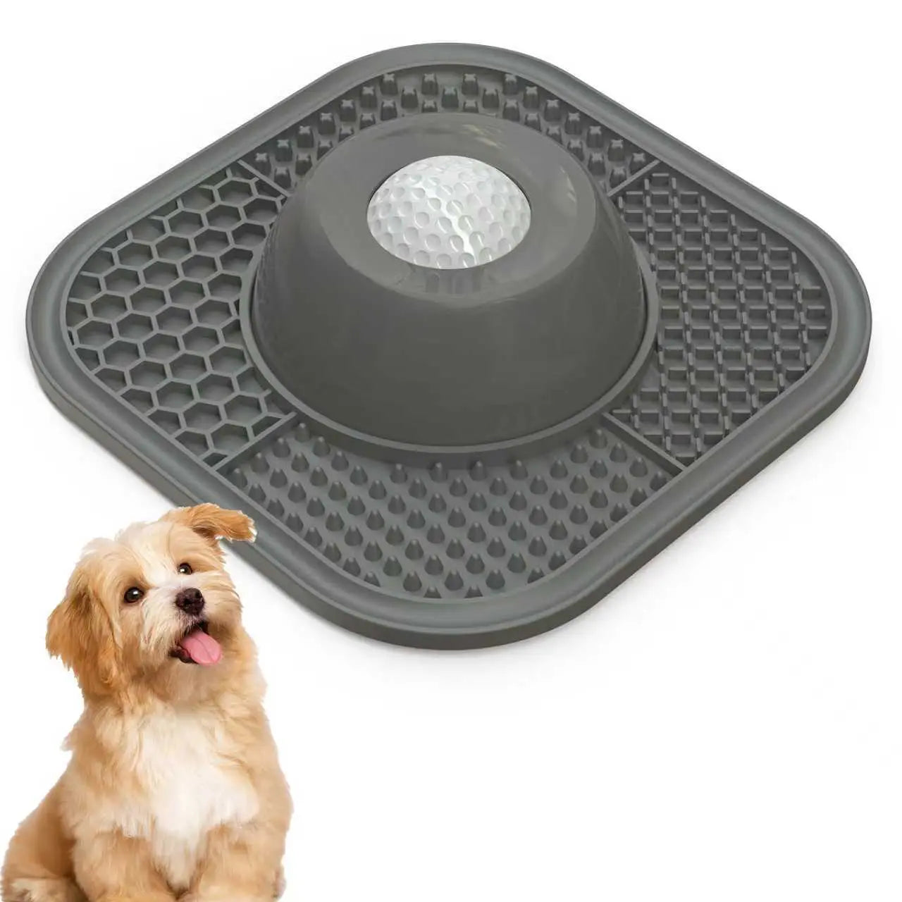 Pawlove Anti-Slip Slow Feeder Dog Bowl for Liquid Treats with Entertained Ball-In Design, Ideal for Bone Broth and Yogurt, Suitable for All Breeds - Dietary Supplement and Post-Op Nutrition Tool