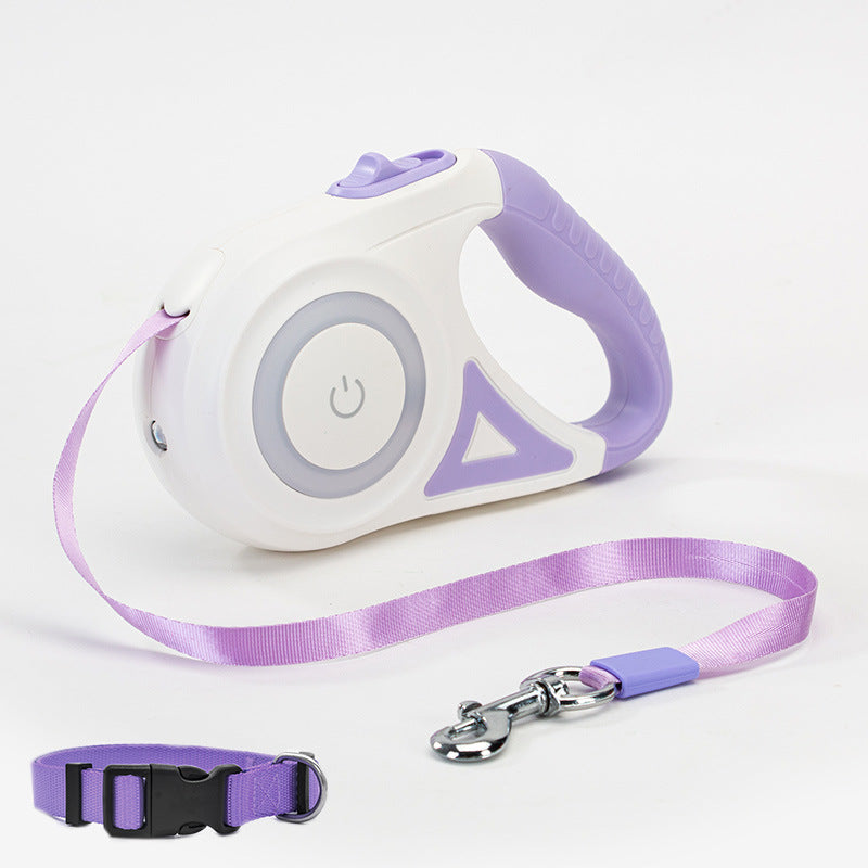 Retractable Dog Leash and Collar Set with Automatic Tension Control for Small to Medium Breeds