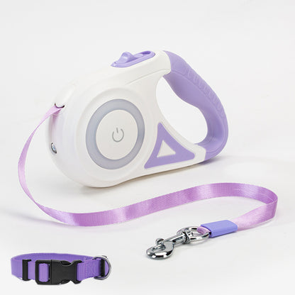 Retractable Dog Leash and Collar Set with Automatic Tension Control for Small to Medium Breeds