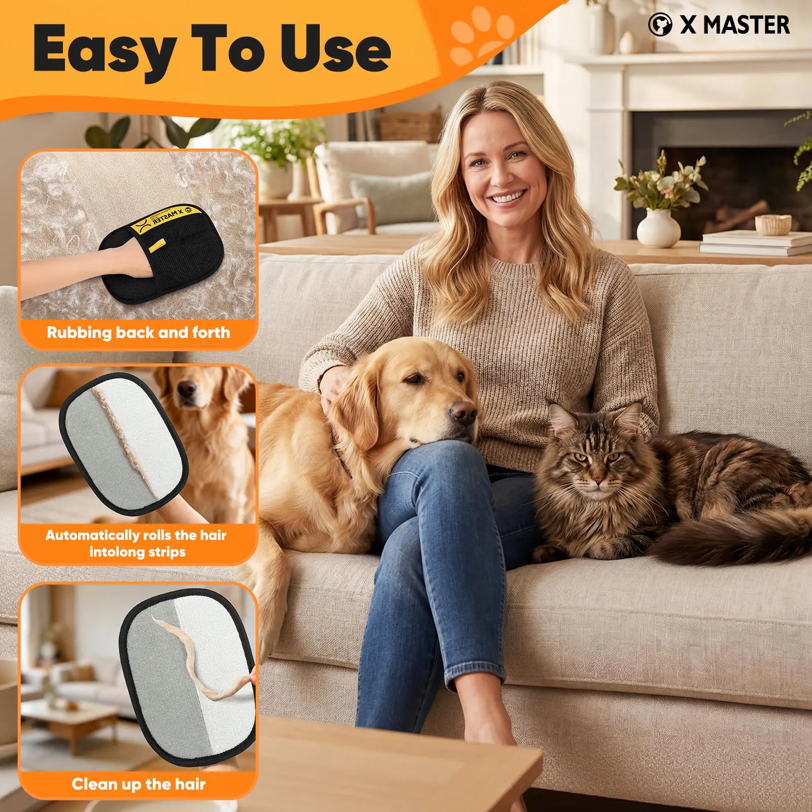 Upgrade Pet Hair Remover Electrostatic Gloves-1Pcs，Reusable Pet Hair Removal Glove for Cats & Dogs, Premium Cat & Dog Hair Remover Mitt for Couch Furniture Carpet Car Seat，#Summervibes