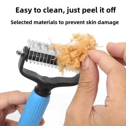 Professional Pet Grooming Tool - Universal Detangling Comb for Dogs with Dual-Sided Stainless Steel Design for Efficient Shedding and Matted Hair Care