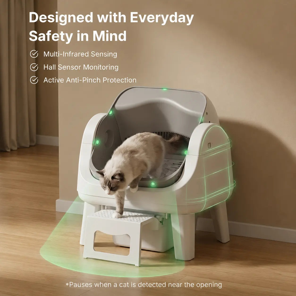 Petpivot AutoScooper 12 Lite Open-Top Automatic Self-Cleaning Cat Litter Box with Accessible Front Step and Enhanced Safety Features, No App Required
