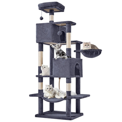 Pettrove Multi-Tier Indoor Cat Tree with Sisal Scratching Post, Condo, Climbing Ladder, and Plush Toy