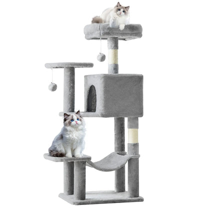 Pettrove Multi-Tier Indoor Cat Tree with Sisal Scratching Post, Condo, Climbing Ladder, and Plush Toy