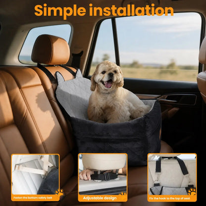 Zvrpet Premium Detachable and Washable Memory Foam Dog Car Seat with Adjustable Straps and Anti-Slip Base for SUVs and Outdoor Use