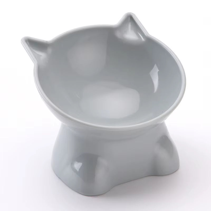 Elevated Cat Bowl with Angled Design for Enhanced Accessibility - Perfect for Cats and Small Dogs - Sleek Black Finish