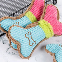 Plush Squeaky Bone Toy for Small to Medium Dogs - Durable Chew Toy for Aggressive Chewers and Dental Care