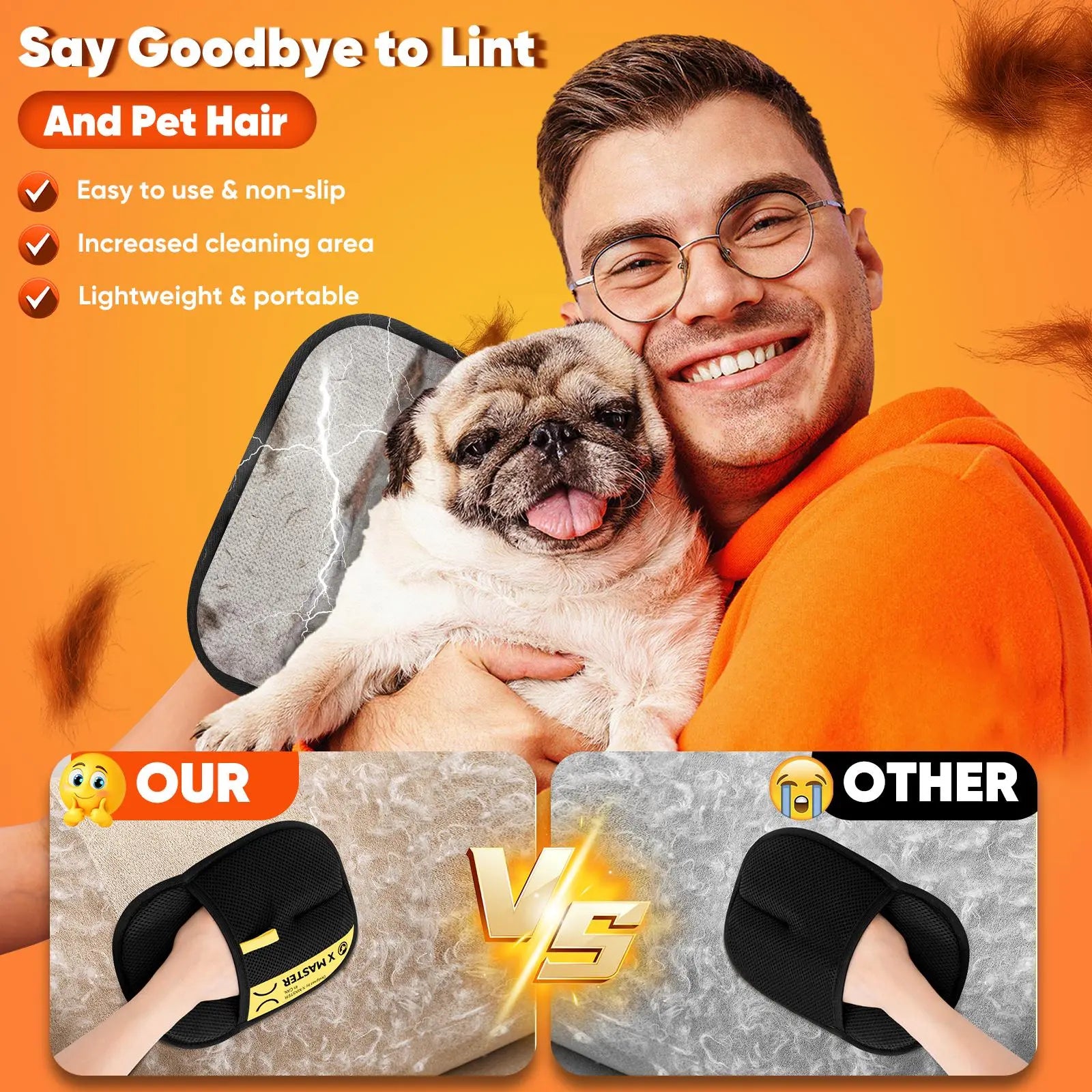 Upgrade Pet Hair Remover Electrostatic Gloves-1Pcs，Reusable Pet Hair Removal Glove for Cats & Dogs, Premium Cat & Dog Hair Remover Mitt for Couch Furniture Carpet Car Seat，#Summervibes