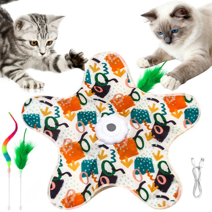Rechargeable Interactive Feather Wand Cat Toy - Automatic Indoor Exercise and Engagement for All Breeds