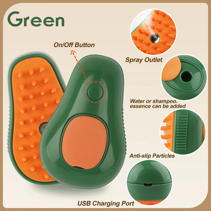 3-in-1 Electric Pet Grooming Brush with Steam, Spray, and Massage Features for Cats and Dogs