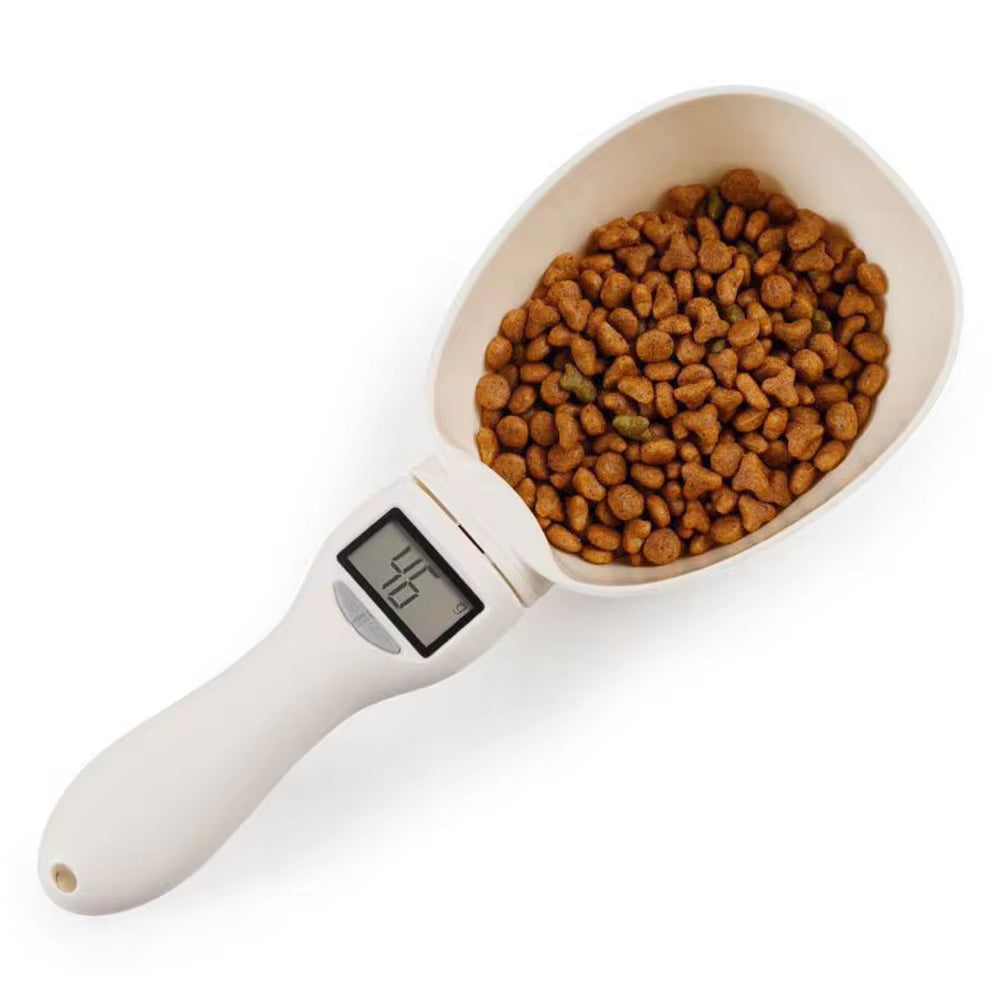 Digital Pet Food Scale with Measuring Spoon for Cats and Dogs - Electronic Weighing Device with Volume Indicator