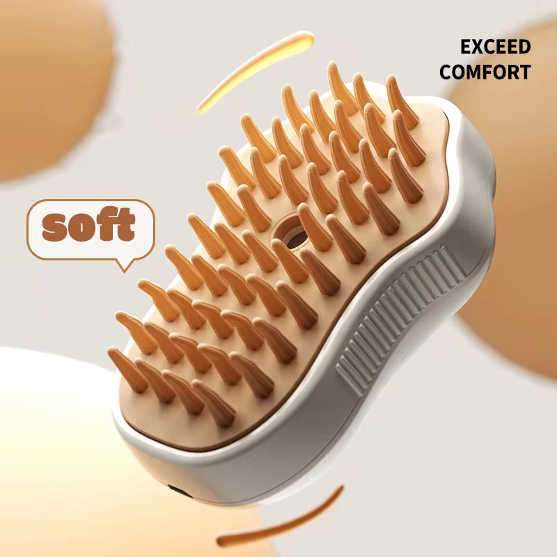 3-in-1 Electric Pet Grooming Brush with Steam, Spray, and Massage Features for Cats and Dogs