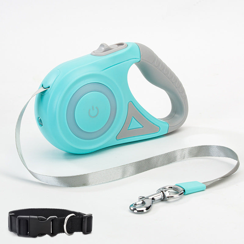 Retractable Dog Leash and Collar Set with Automatic Tension Control for Small to Medium Breeds
