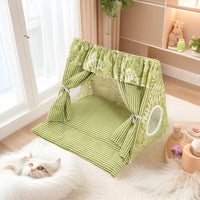 Cozy Cat Tent Bed for Small Medium Cats Dogs Washable Semi Enclosed Pet House Cute Plush Cave for Summer Fall Winter Spring