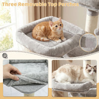FOOWIN 173 cm (68 in) Large Multi-Level Cat Tree Tower - Indoor Activity Center with 2 Condos, 3 Plush Perches, and Scratching Post for Cats and Kittens