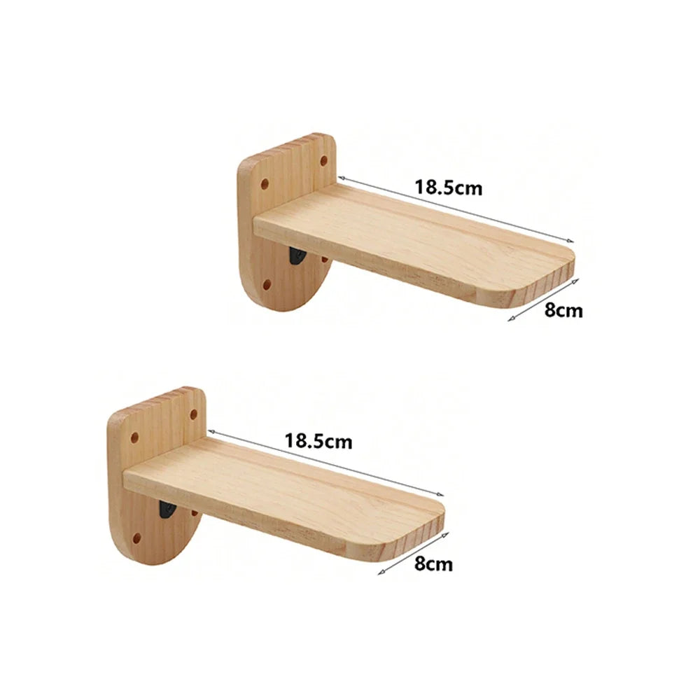 Multi-Level Cat Wall Climbing Shelf and Scratching Post with Enclosed Hiding House