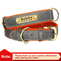 Customizable PU Leather Dog Collar with Padded Comfort and Complimentary Engraving for All Dog Sizes – Adjustable Design