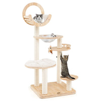 4-In-1 Large Wooden Cat Tower with Space Capsule Nest for Indoor Cats