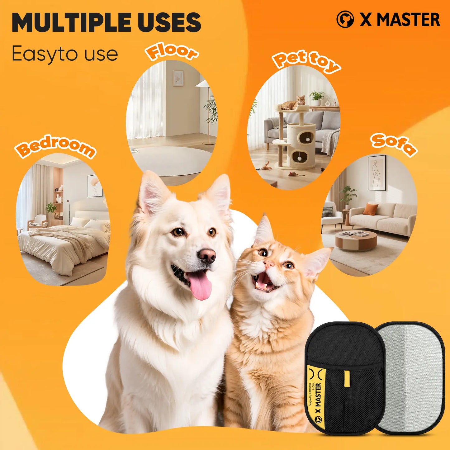 Upgrade Pet Hair Remover Electrostatic Gloves-1Pcs，Reusable Pet Hair Removal Glove for Cats & Dogs, Premium Cat & Dog Hair Remover Mitt for Couch Furniture Carpet Car Seat，#Summervibes