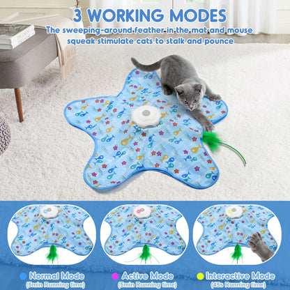 Rechargeable Interactive Feather Wand Cat Toy - Automatic Indoor Exercise and Engagement for All Breeds