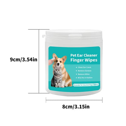 Pet Ear Cleaning Wipes - Disposable Ear Care Finger Covers for Convenient Cleaning of Ear Mites in Dogs