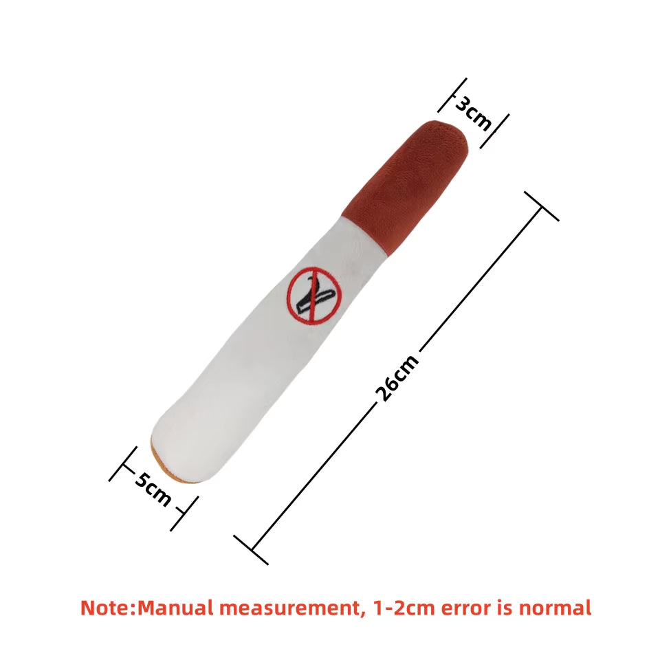 Durable Plush Interactive Chew Toy for Small Dogs - Cigar Design with Squeaker