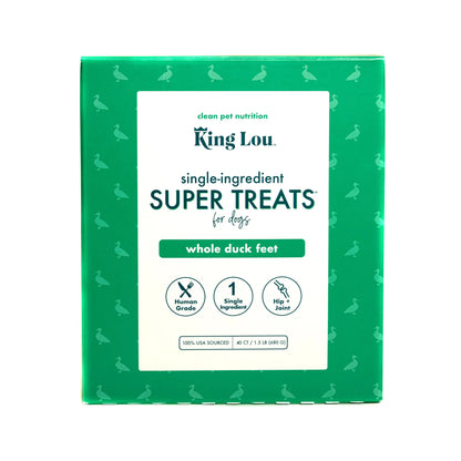 King Lou Premium Human-Grade Whole Duck Feet Dental Chews for Dogs - 100% All-Natural, Single Ingredient, USA-Made Pet Treats