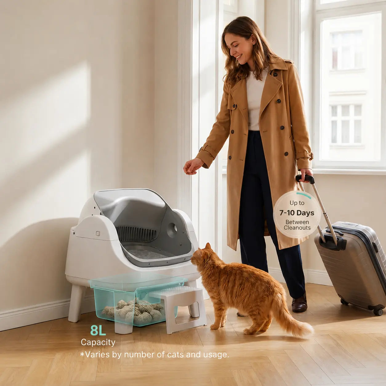 Petpivot AutoScooper 12 Lite Open-Top Automatic Self-Cleaning Cat Litter Box with Accessible Front Step and Enhanced Safety Features, No App Required