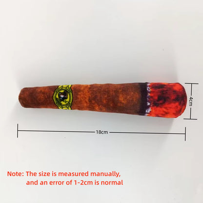 Durable Plush Interactive Chew Toy for Small Dogs - Cigar Design with Squeaker