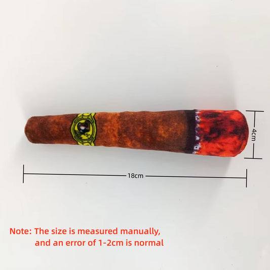 Durable Plush Interactive Chew Toy for Small Dogs - Cigar Design with Squeaker