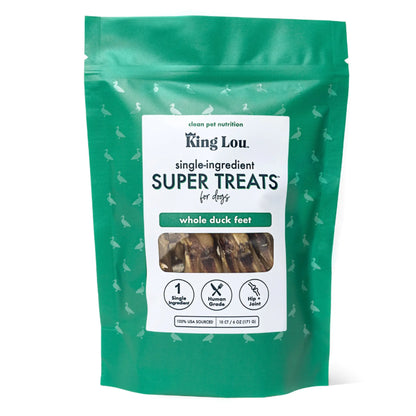 King Lou Premium Human-Grade Whole Duck Feet Dental Chews for Dogs - 100% All-Natural, Single Ingredient, USA-Made Pet Treats