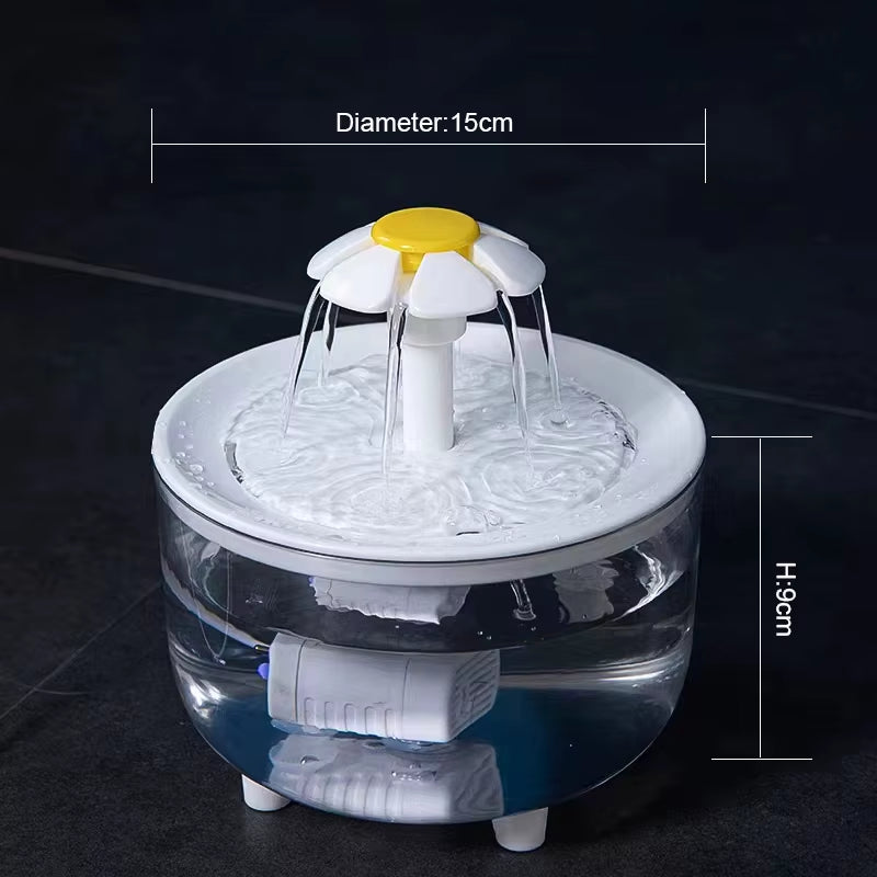 Filtered Electric Cat Water Fountain - 1200ml Quiet Recirculating Dispenser