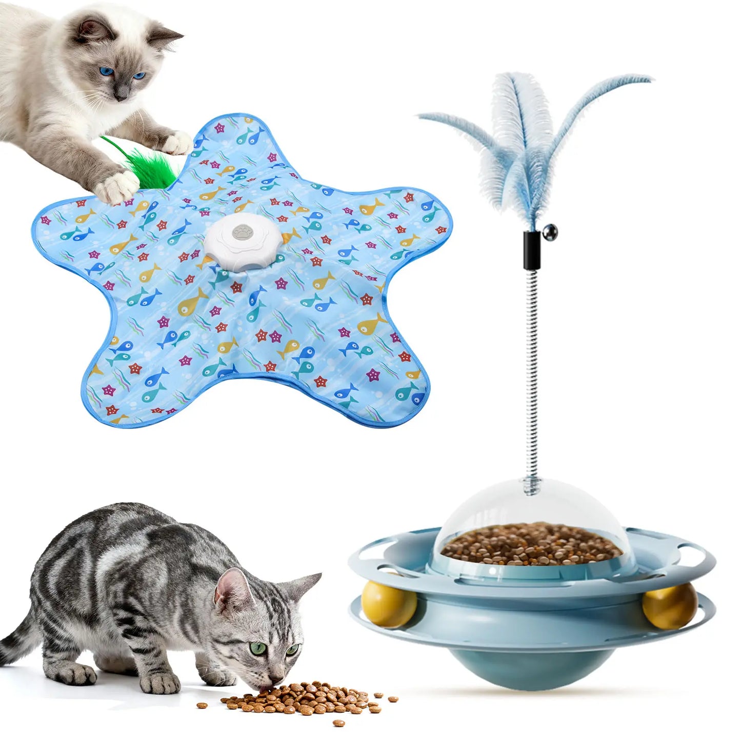 Rechargeable Interactive Feather Wand Cat Toy - Automatic Indoor Exercise and Engagement for All Breeds