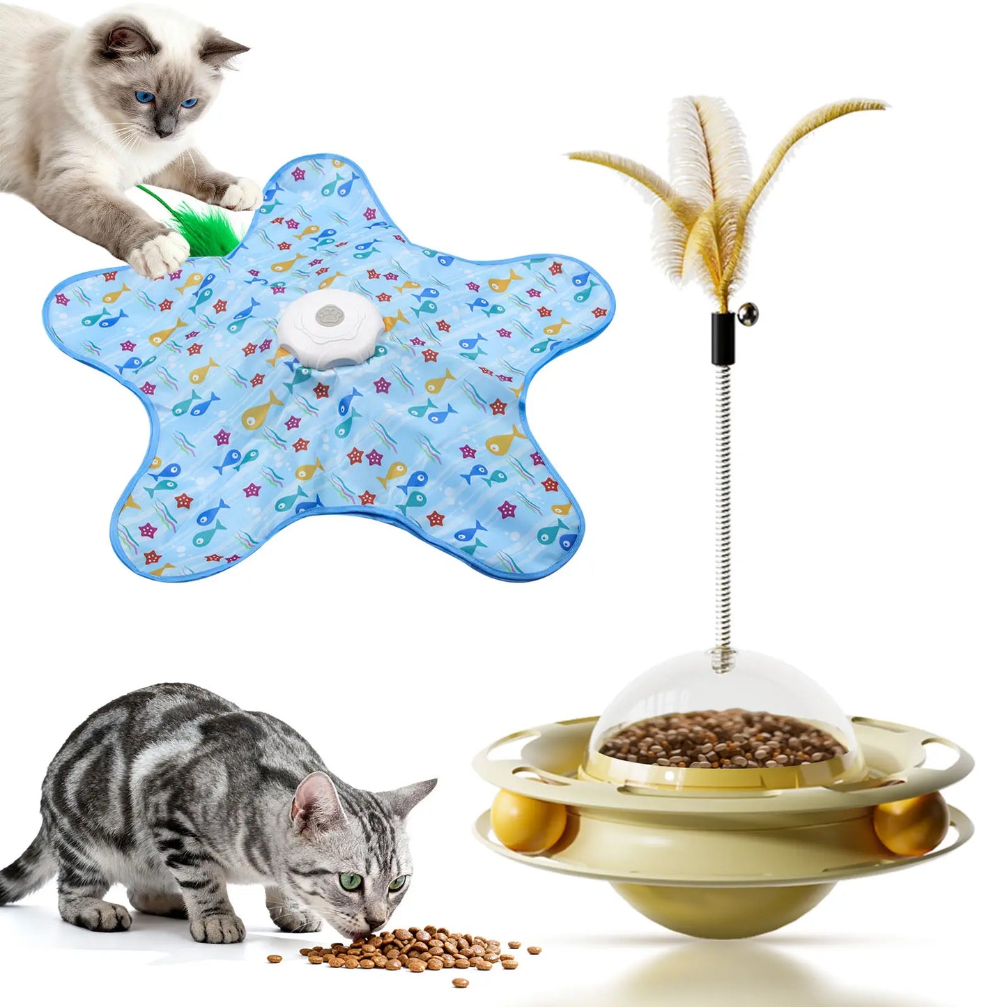 Rechargeable Interactive Feather Wand Cat Toy - Automatic Indoor Exercise and Engagement for All Breeds