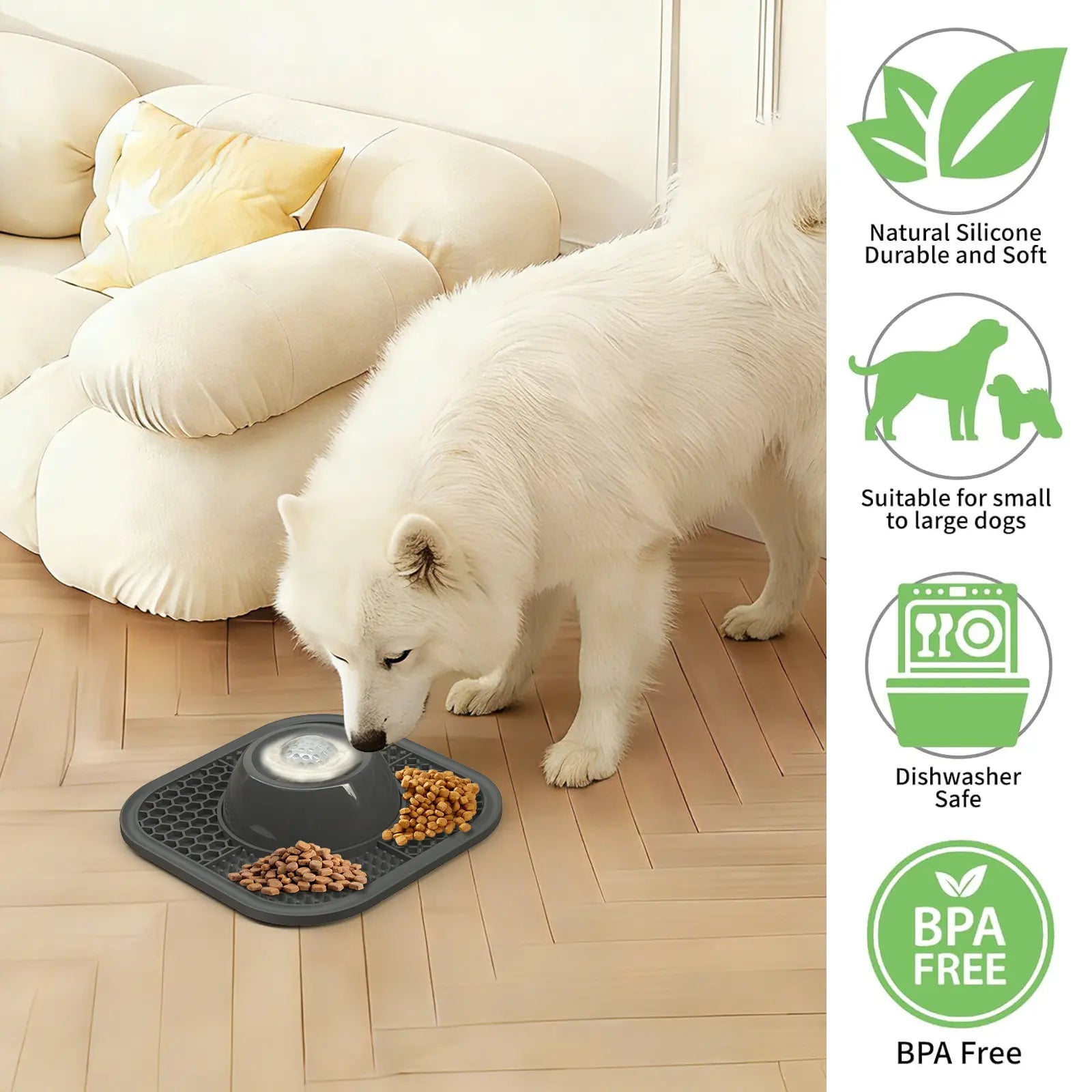 Pawlove Anti-Slip Slow Feeder Dog Bowl for Liquid Treats with Entertained Ball-In Design, Ideal for Bone Broth and Yogurt, Suitable for All Breeds - Dietary Supplement and Post-Op Nutrition Tool